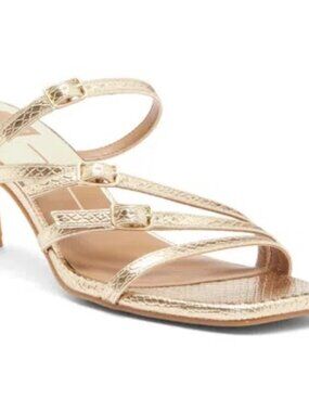 Dolce Vita Tahira Gold Snake Embossed Sandals - Size 8